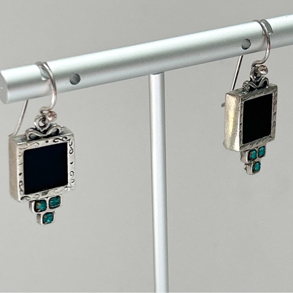 Onyx Apatite Sterling Silver Earrings - Picture 9 of 11